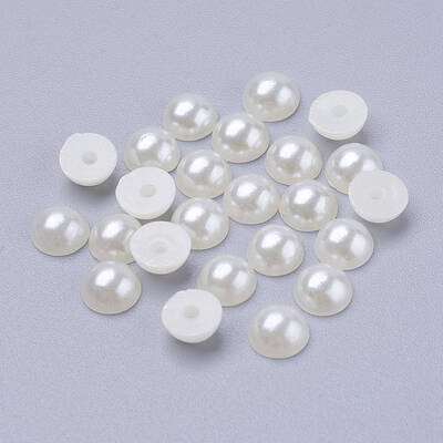 Half Round Domed Imitated Pearl Acrylic Cabochons