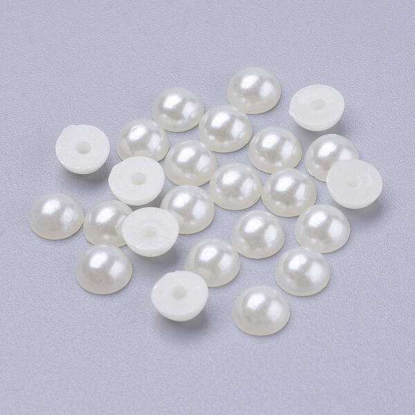 Half Round Domed Imitated Pearl Acrylic Cabochons
