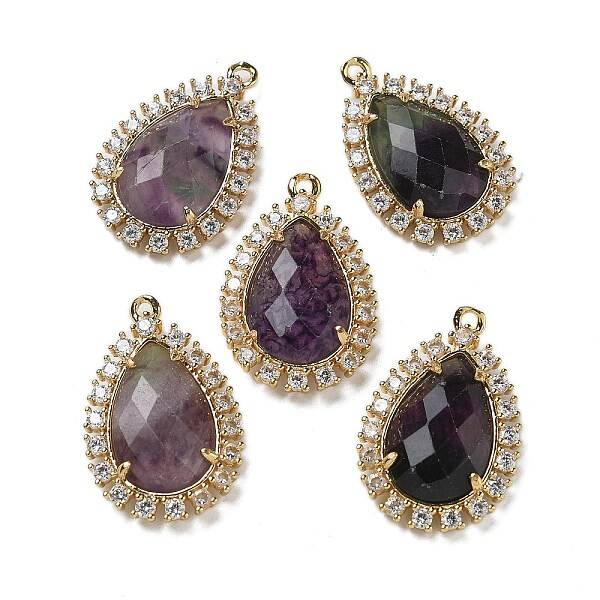 Natural Purple Fluorite Faceted Teardrop Pendants
