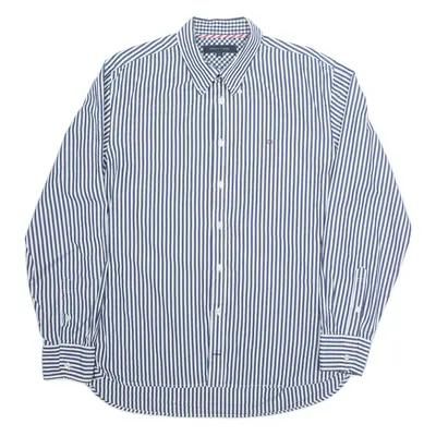 TOMMY HILFIGER Mens Shirt Blue Pinstripe Long Sleeve L
