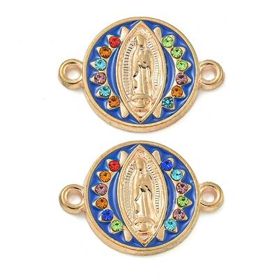Alloy Micro Pave Colorful Cubic Zirconia Holy Virgin Mary Connector Charms with Enamel