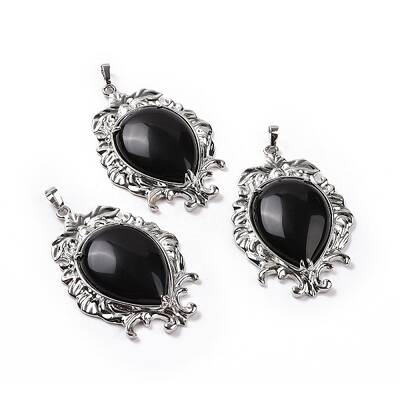 Natural Obsidian Big Pendants
