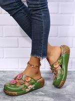 Women's Fashionable Ethnic Pattern Design Slides, Casual Comfortable Breathable Slippers for Summer, Female All-match Round T...