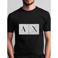 Simple and Trendy! Men'S Pure Cotton Short - Sleeved T - Shirt with AX Letter Geometric Patterns