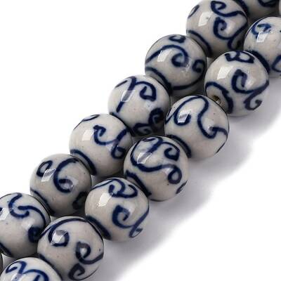 Handmade Blue and White Porcelain Beads Strands