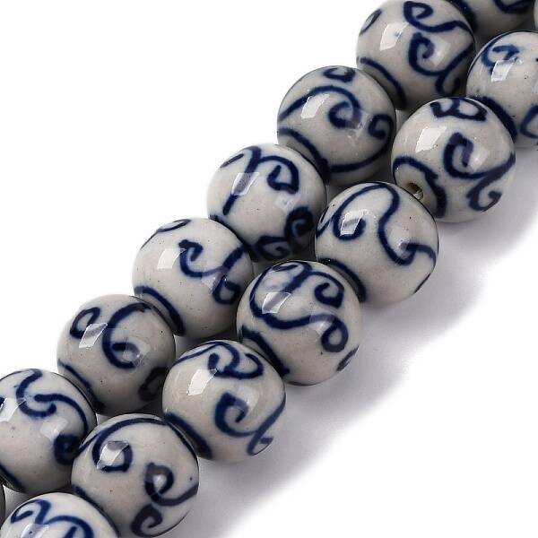 Handmade Blue and White Porcelain Beads Strands