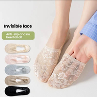 5/10 double ladies' thin lace socks, a variety of colors, summer breathable ice silk mesh socks, low-waist socks with anti-sl...