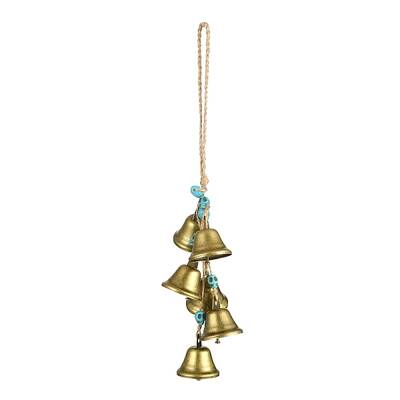 Iron Bell & Synthetic Turquoise Skull Pendant Decoration