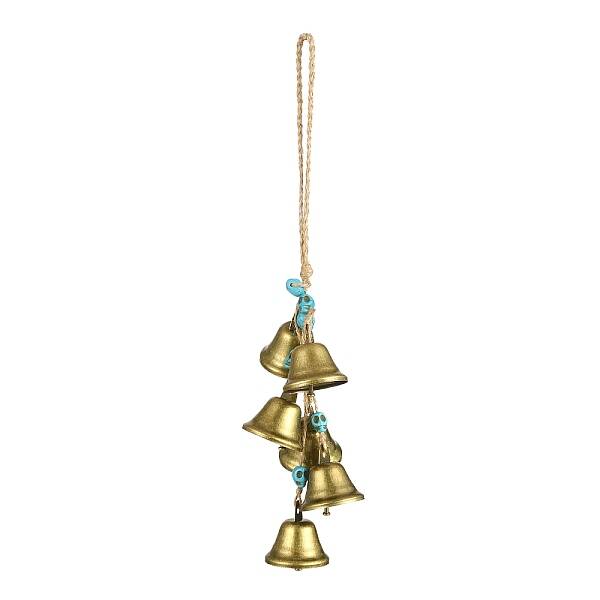 Iron Bell & Synthetic Turquoise Skull Pendant Decoration
