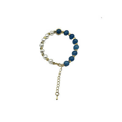 Dyed Natural White Chalcedony Round Beaded Bracelet