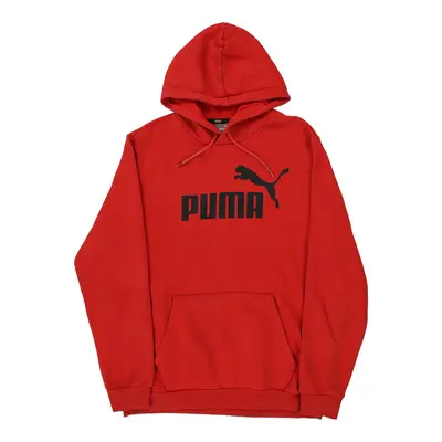 Puma Spellout Hoodie - Small Red Cotton Blend
