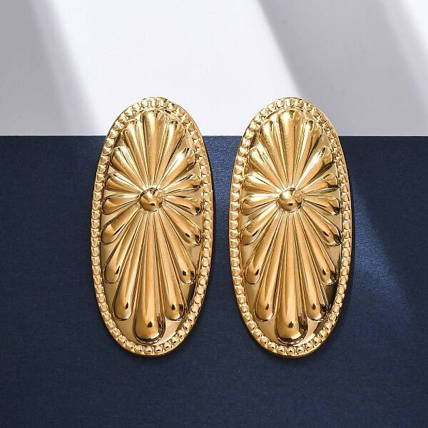 Oval 304 Stainless Steel Stud Earrings
