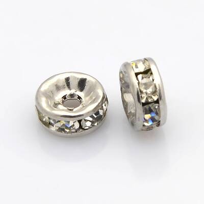 316 Surgical Stainless Steel Crystal Rhinestone Spacer Beads