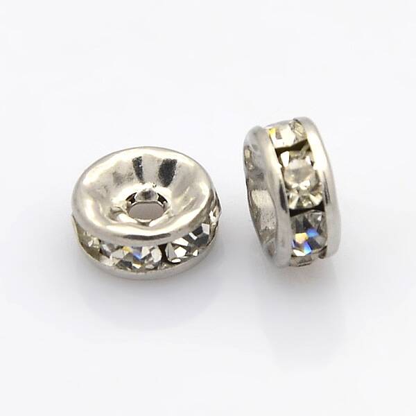 316 Surgical Stainless Steel Crystal Rhinestone Spacer Beads