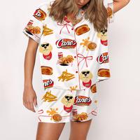 Raising Chicken Silky Satin Pajama Set For Women Print Comfy Satin Sleepwear & Loungewear Pjs Printing Silky Top & Bottoms - ...