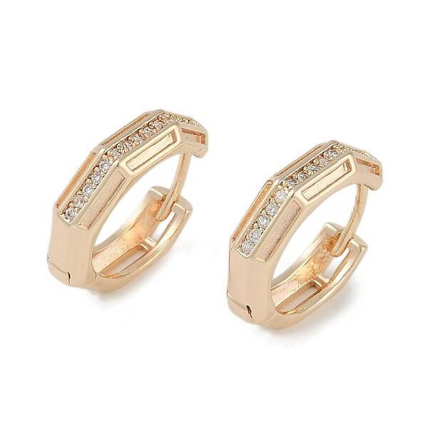 Brass Micro Pave Clear Cubic Zirconia Hoop Earring