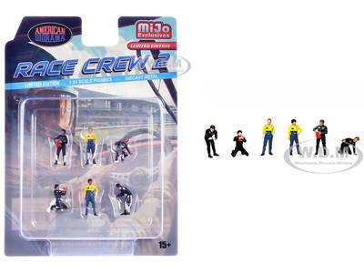 Race Crew #2 6 piece Diecast Figure Set (6 Figures) Limited Edition for 1/64 Scale Models by American Diorama