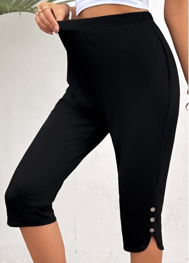 Modlily Black High Waisted Capri Elastic Waist Leggings - M