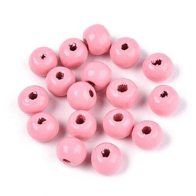 Spray Painted Round Natural Schima Wood Beads