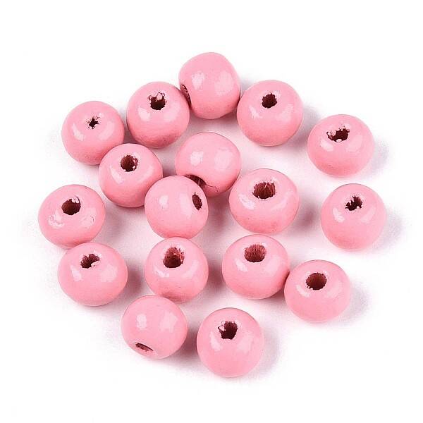 Spray Painted Round Natural Schima Wood Beads