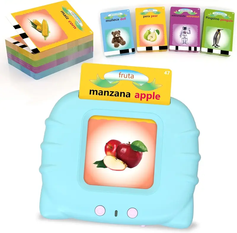 Spanish Learning Flash Cards for Toddlers 2-4 Years Bilingual Spanish English, Speech Therapy Toys, Preschool Educational Lea...