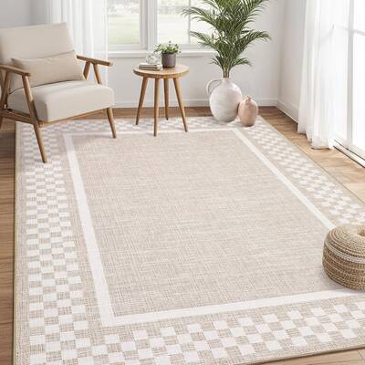 Garvee Large Area Rugs 8x10 Modern Checkered Washable Non-Slip Stain Resistant Polyester Living Room Bedroom Office