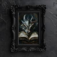 Customizing Gothic Fantasy Dark Academia Folklore Dragoncore Reading Art Print Poster - Moody Cottagecore Unframed Wall Art f...