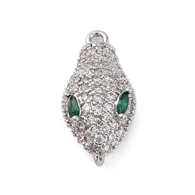Brass Clear & Green Cubic Zirconia Connector Charms