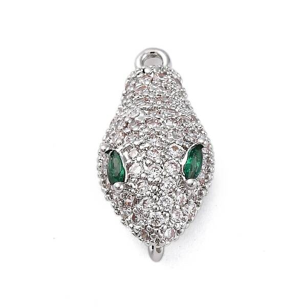 Brass Clear & Green Cubic Zirconia Connector Charms