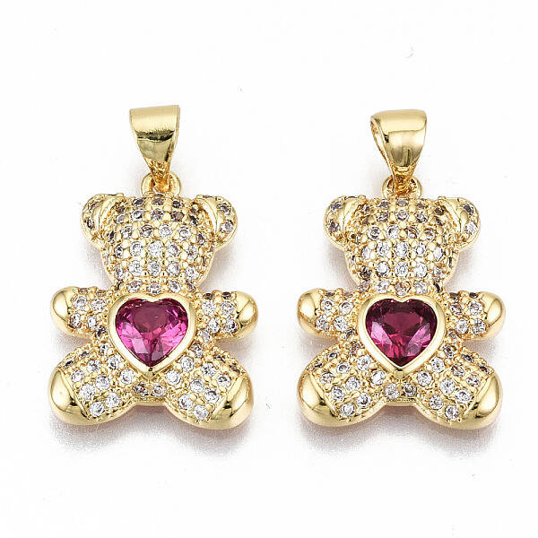 Brass Micro Pave Clear Cubic Zirconia Pendants