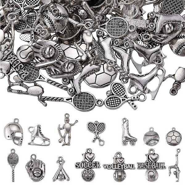 112Pcs 14 Style Tibetan Style Alloy Pendants