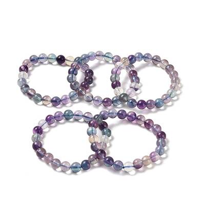 Natural Fluorite Beaded Stretch Bracelets