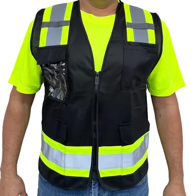 Surveyor Black Two Tones Safety Vest ,With Multi-Pocket Tool/ Photo ID 807