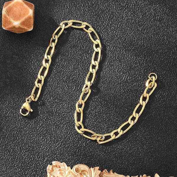 Ion Plating(IP) 304 Stainless Steel Figaro Chain Bracelets