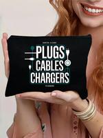 Plugs Cables Chargers Toiletry Bag, Casual Zipper Toiletry Bag, Functional Storage Bag for Travel & Daily Use, Ideal Gift for...