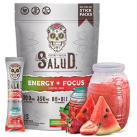 Salud 2-in-1 Energy Drink Powder + Focus – Fresandía Flavor – with Organic Caffeine, B6 & B12, L-Theanine & Threonine - ...