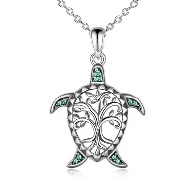 Sterling Silver Round Tree Of Life Pendant Necklace