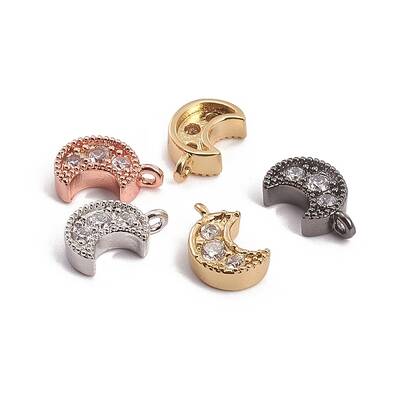 Brass Micro Pave Cubic Zirconia Charms