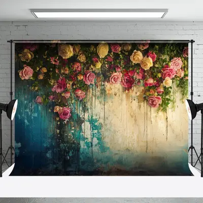 Aperturee Vintage Floral Wall Fine Art Photography Backdrop | Backdrop Photography Ideas | Photoshoot Background | Photograph...