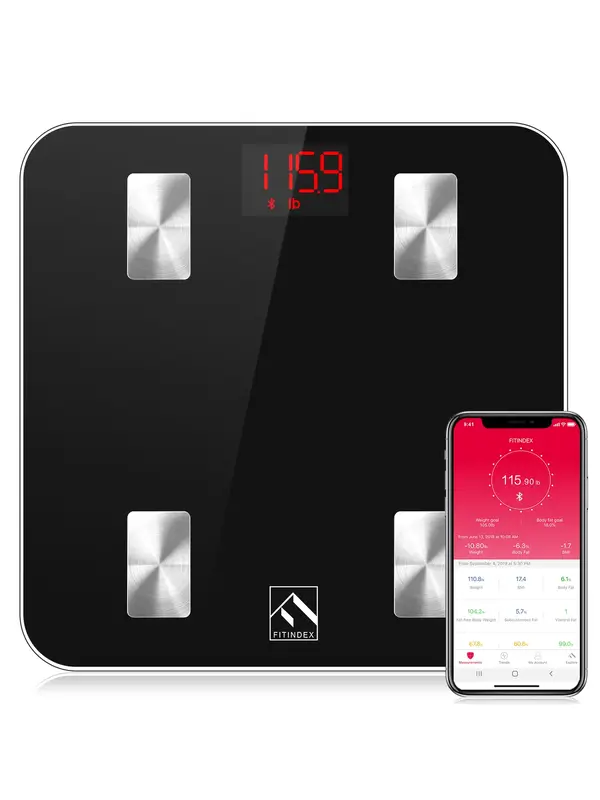 FITINDEX Smart Body Fat Scale with App Integration | Comprehensive Health Tracking Healthcare Digital