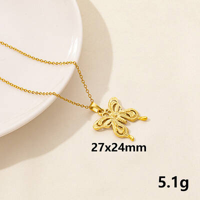 304 Stainless Steel Butterfly Pendant Necklaces