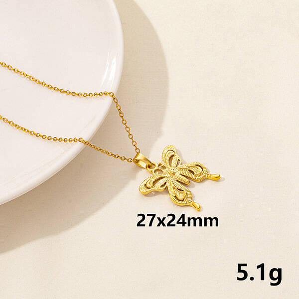 304 Stainless Steel Butterfly Pendant Necklaces