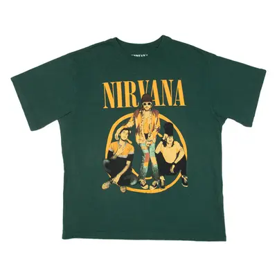 PULL&BEAR Nirvana Mens Band T-Shirt Green L