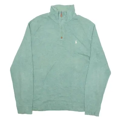 POLO RALPH LAUREN Mens Jumper Blue 1/4 Zip Tight Knit L