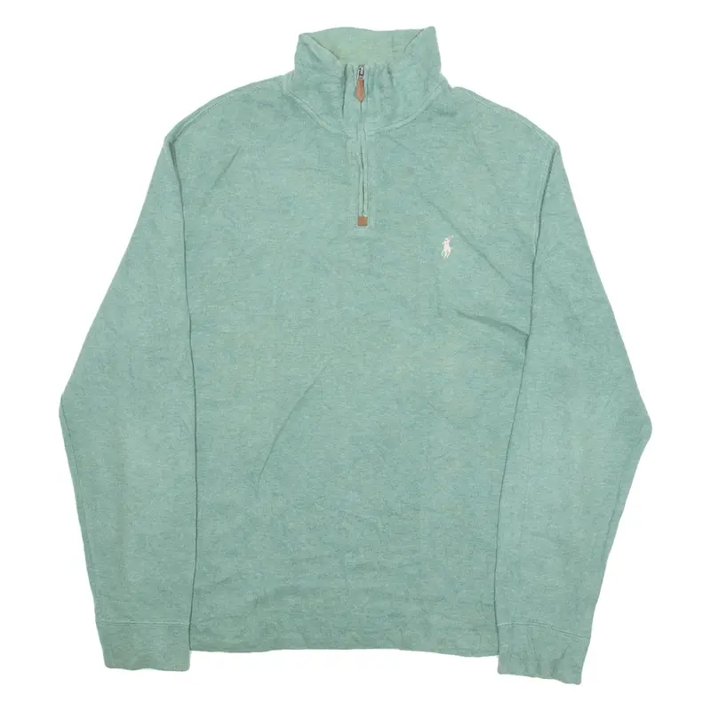 POLO RALPH LAUREN Mens Jumper Blue 1/4 Zip Tight Knit L