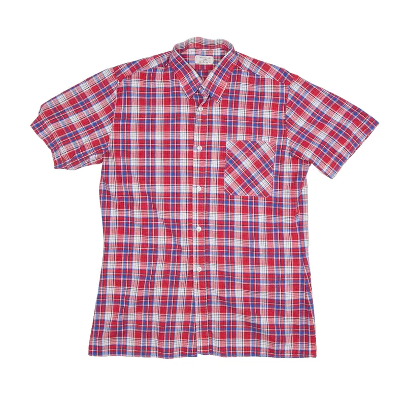 Shirt Red Check Short Sleeve Mens M