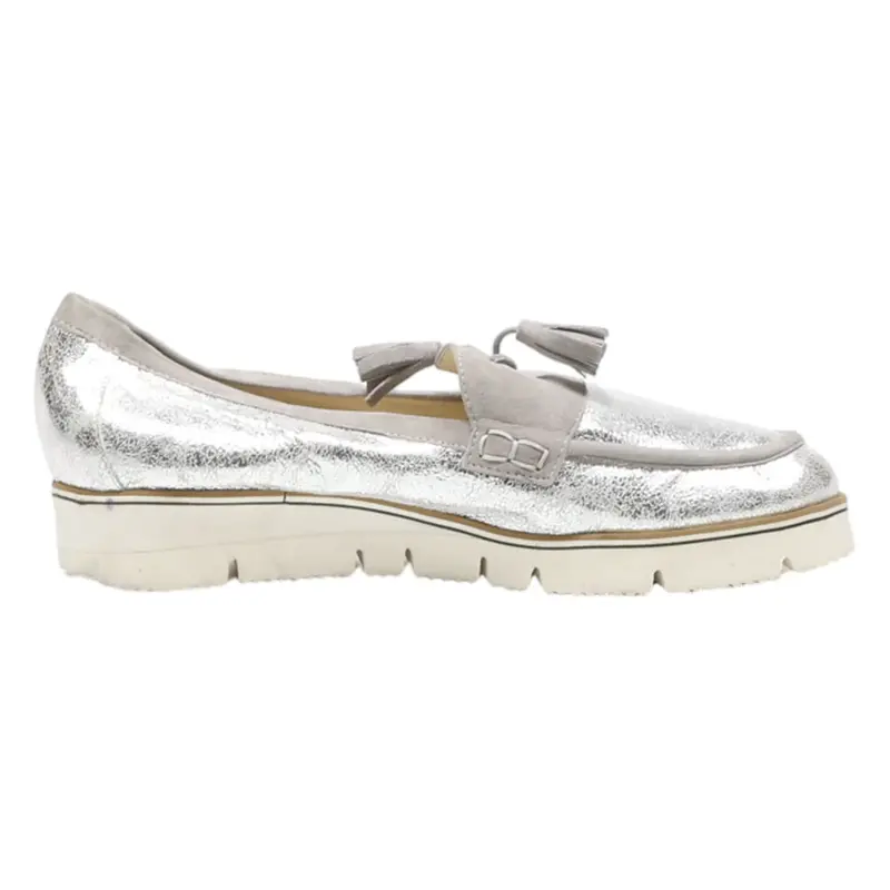 SCOLARD Loafer Shoes Silver Synthetic Womens UK 6.5