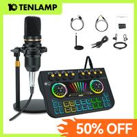 Tenlamp X3-BM700 Streaming Mixer, All-in-one Device with 1 Condenser Microphone, Live Sound Card, Podcast Mixer Device for PC...