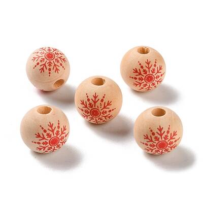 Printed Wood European Beads