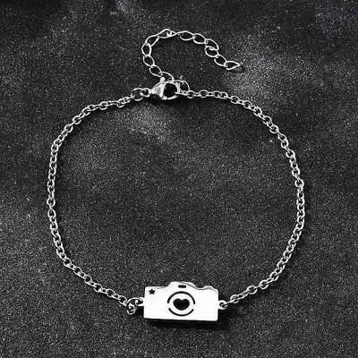 201 Stainless Steel Camera with Heart Link Bracelets